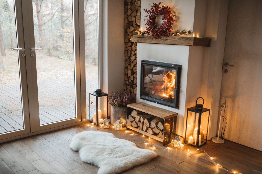 Aluminium Doors beside a hearth in Swindon