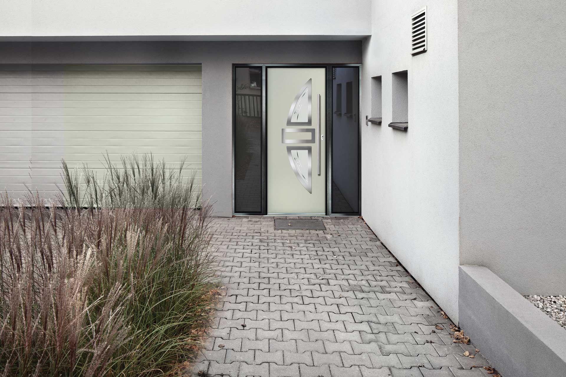 A white composite door