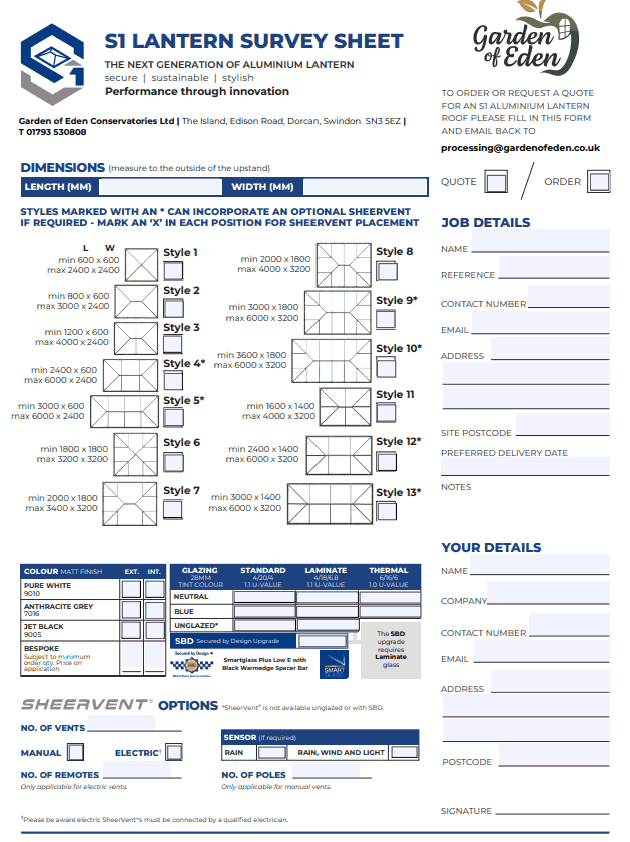 s1 Lantern survey sheet